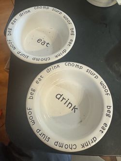 Small Dog Ceramic Food and Water Bowls