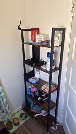 5 Tier Shelving Thing All Dark Wood And Metal