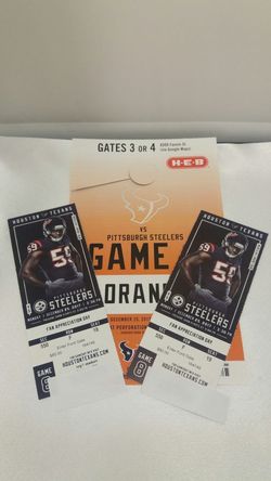 Houston Texans vs Pittsburgh Steelers 2 Tickets plus Orange parking pass