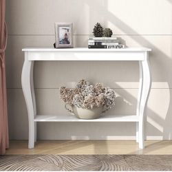 ChooChoo Narrow Console Table, Chic Accent Sofa Table, Entryway Table, White