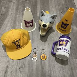 Vintage UW Huskies Lot 80’s Cones, Mug, Hat, Keychains 