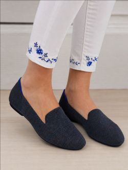 EUC ROTHY'S Navy Knit Round Toe Daily Loafer Slip-On Shoes 7.5