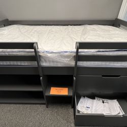 twin sized loft bed w/ storage