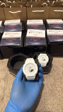 BRAND NEW gshock GA/2100 white with blue custom lettering