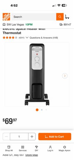 Electric space heater with thermostat