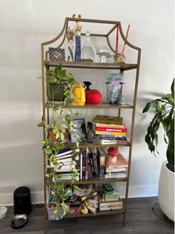 Gold Metal Etagere Bookshelf – 5 Shelves