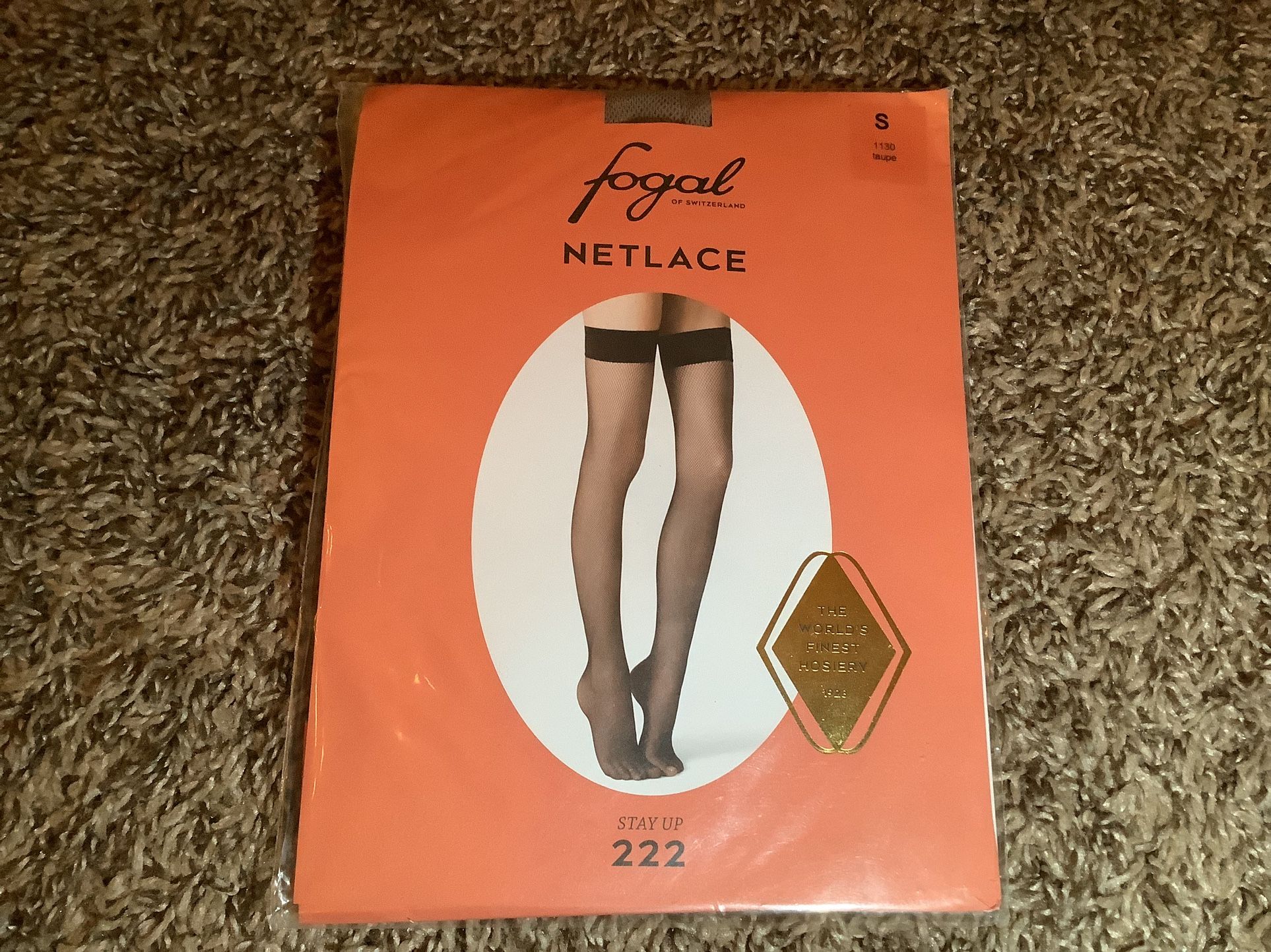 Fogal Netlace fishnet stay up stockings, color taupe, size: S