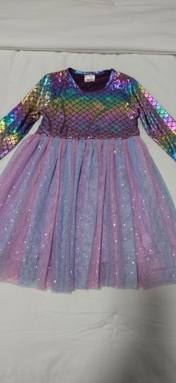 Girls Mermaid Scale Tulle Dress Size 4-5Y