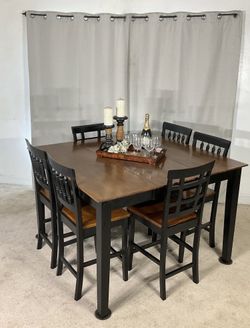 High Dining Table With Extension & 6 Chairs