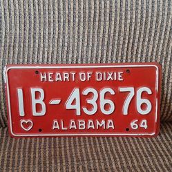 1964 Alabama License Plate 