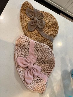 Woven Straw Sun Hats with Bow – Set of 2