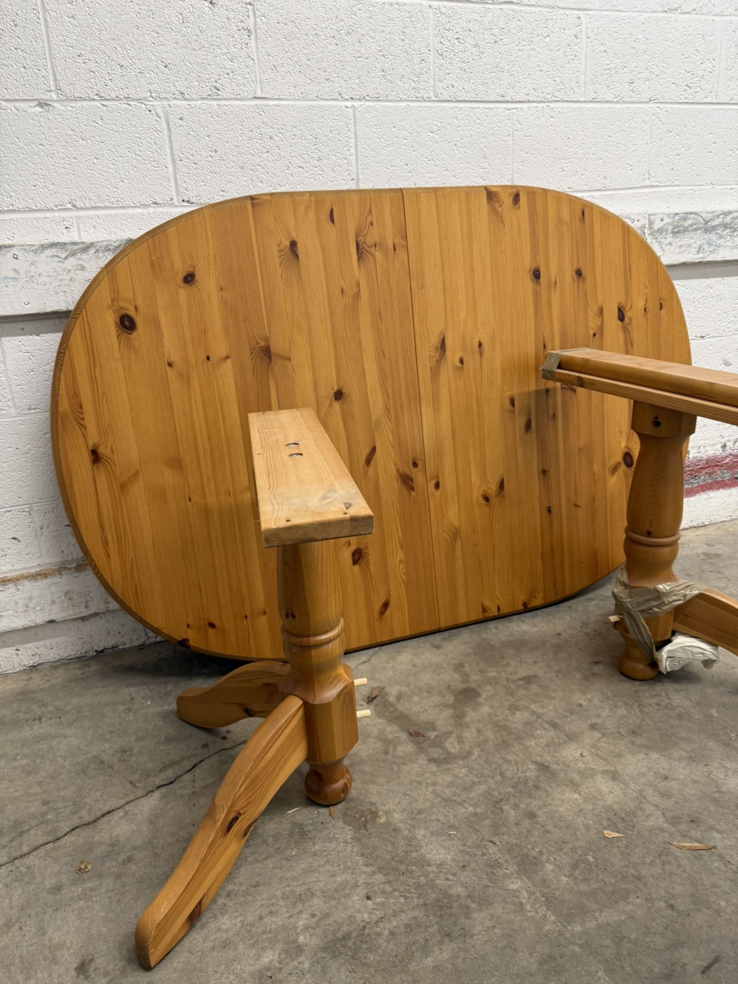 Vintage Rainer Daumiller-Style Expandable Solid Pine Dining Table with 5 Chairs