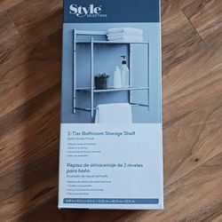 2-Tier Bathroom Storage Shelf 
Satin Nickel Finish 
Metal Wall Mount