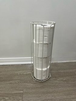 White Metal Toilet Paper Holder Stand