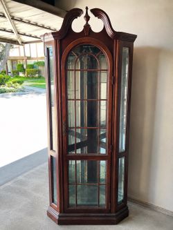 Lighted Cherry Curio Display Cabinet