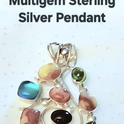 Jay King DTR Multigem Sterling Silver Pendant 