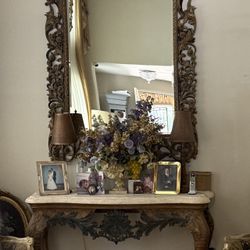Wall mirror and matching console table