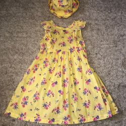 Girls light yellow floral dress with matching