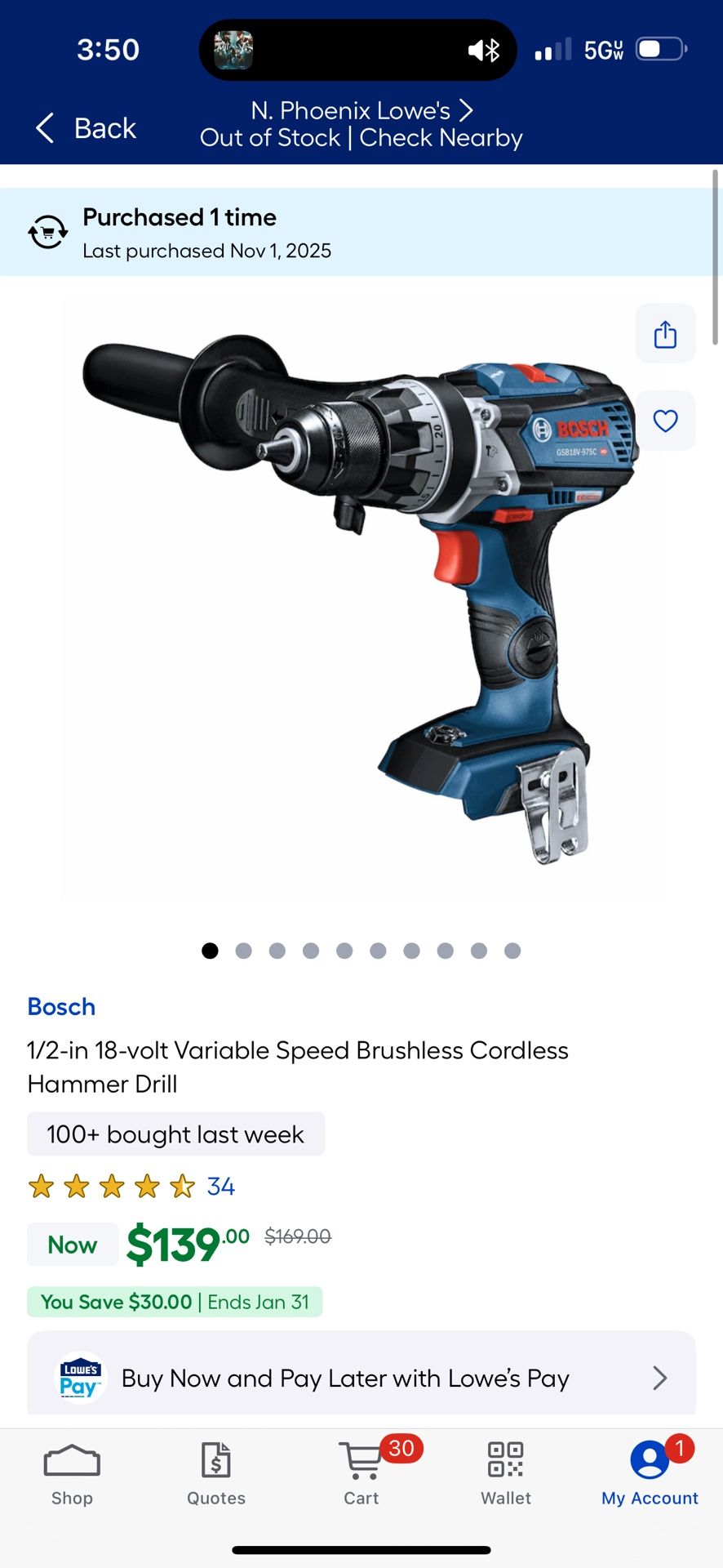Bosch 1/2-in 18-volt Variable Speed Brushless Cordless Hammer Drill