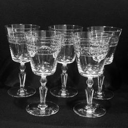 Vintage Jefferson by Rock Sharpe Crystal Water Glasses Set of 5-7”.