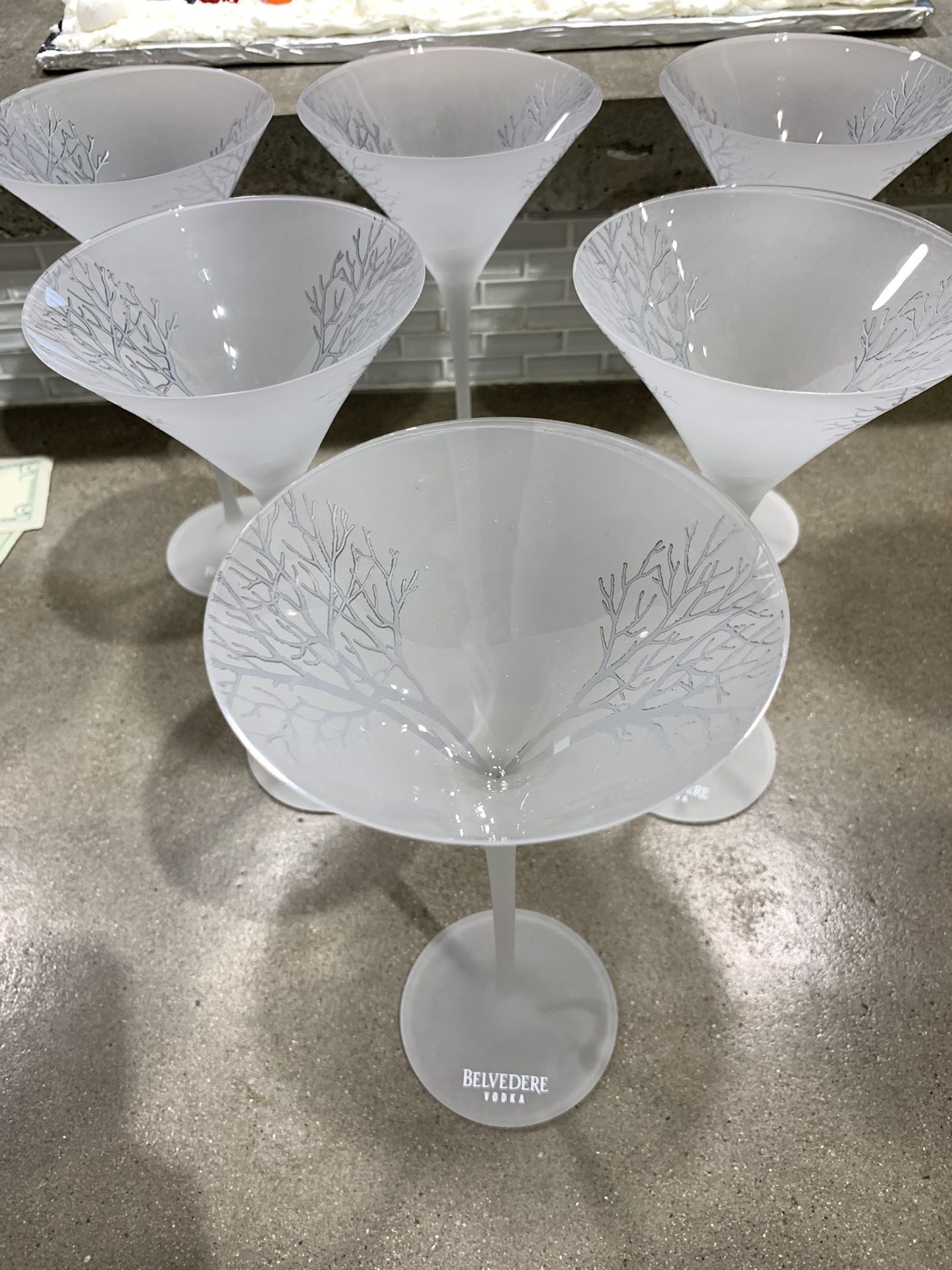 Belvedere Vodka Long Stem Frosted 9" Spectre 007 Collectible Martini Glasses
