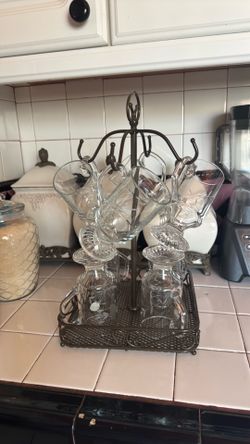 Princess House Set de 8 Tazas y base de metal New no Nox