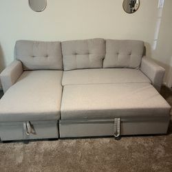 Beige Pull Out Couch With Storage 