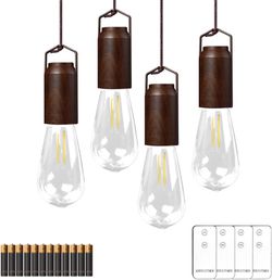 4 Pack LED Outdoor Hanging Lanterns with Remote Control