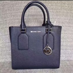 Michael Kors Selby Leather Messenger Satchel Navy