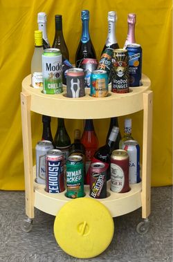 Indoor Outdoor Vintage Mid Century Atomic Starburst 2 Tier Serving Bar Drink Party Cart With Ice Buckets