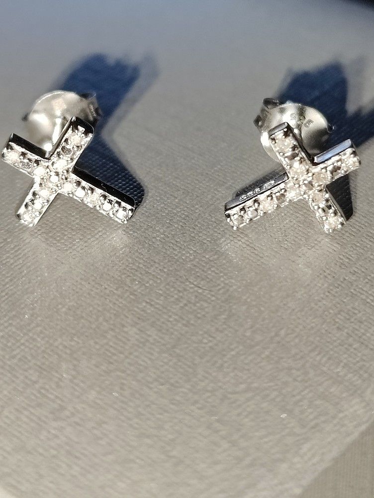 Diamond Cross Earrings 