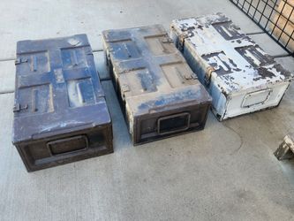 Vintage Metal Military Storage Boxes 