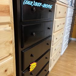 Black Jumbo Pinewood Dresser Cajonera Comoda Mueble De Pino Nuevo 