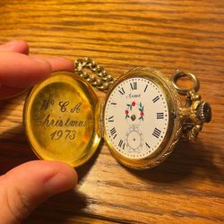 Arnex Antique 17 Jewel Incabloc Pocket Watch Custom Cover And Engraving