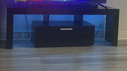 Modern Black High Gloss TV Stand with LED Lights – Like New