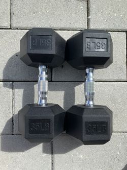 35 lbs rubber hex dumbbells