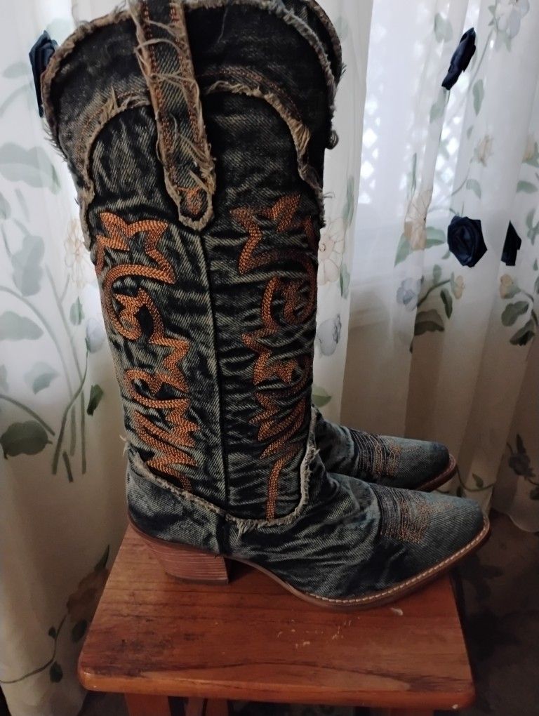 Denim Cowboy Boots
