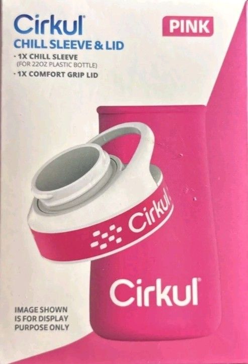 Cirkul Chill Sleeve & Comfort-Grip Lid for 22oz Bottle- Pink, NEW