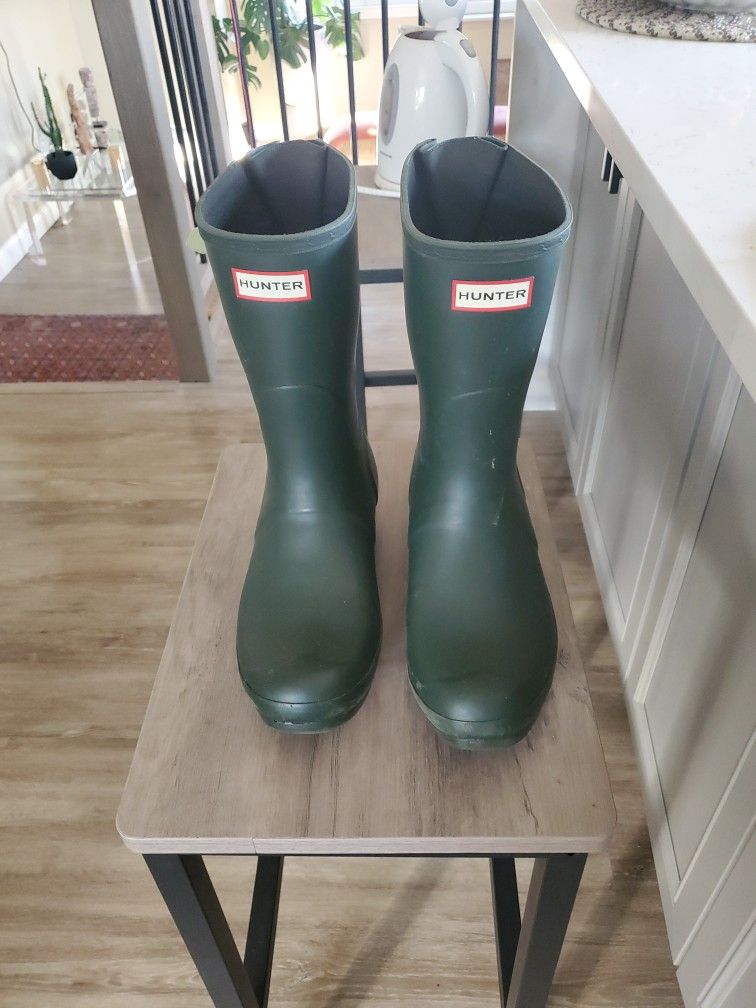 Hunter Green Rain Boots Rubber 10