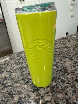 Starbucks Neon Yellow and Turquoise 20 oz tumbler