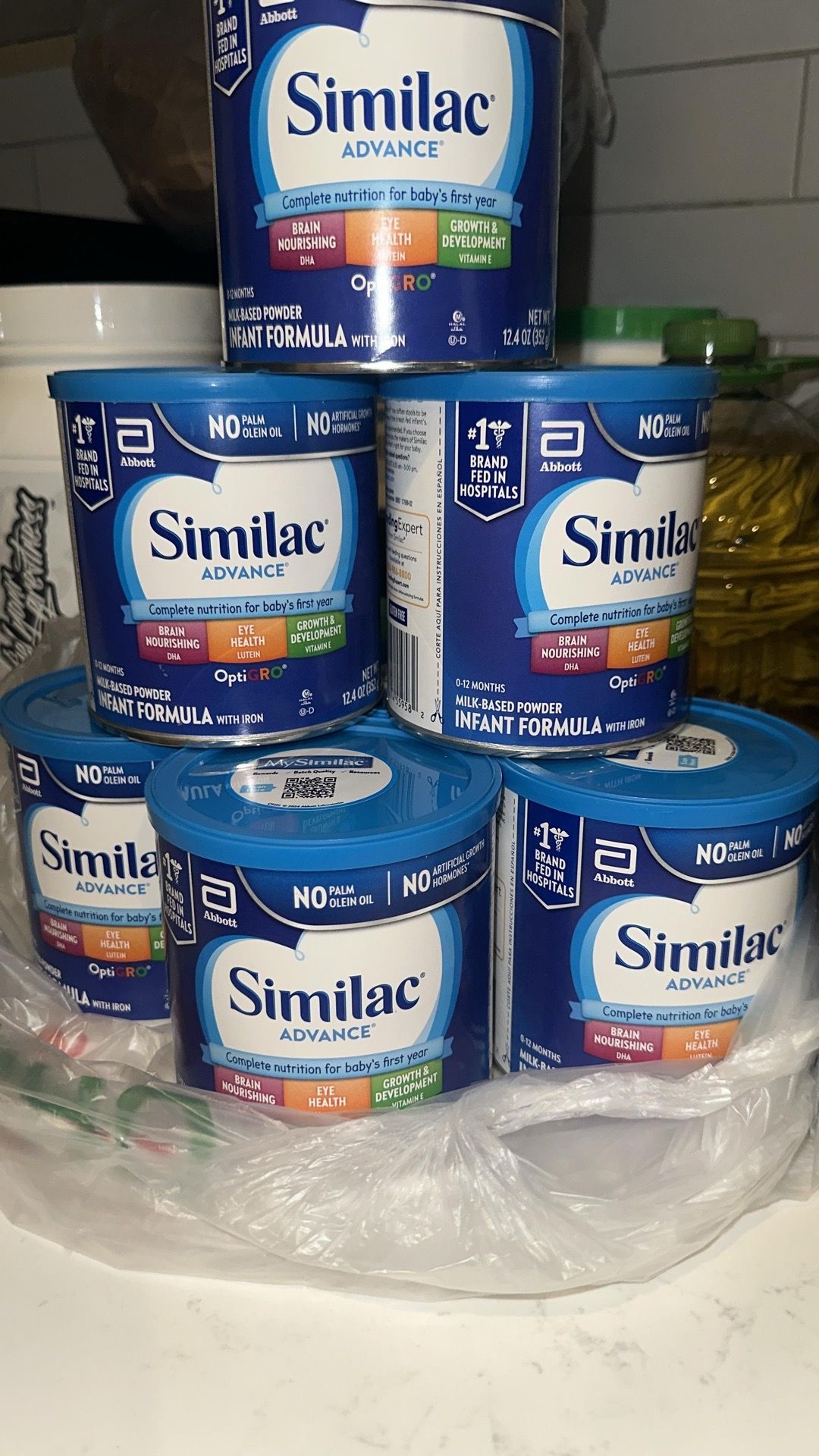 Similac Advance Fórmula infantil con hierro, fórmula en polvo 7 lata de 12.4 onzas