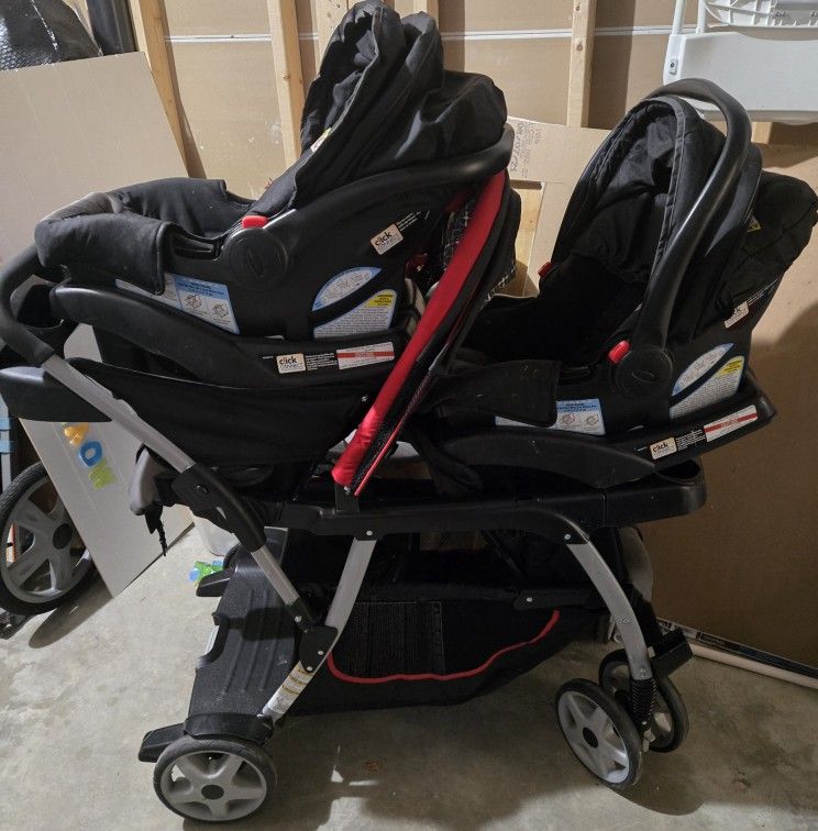 Double Stroller With Carseats