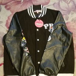 Dolls Kill + Powerpuff Girls Black Wool Blend Bomber Varsity Jacket NWT Large 