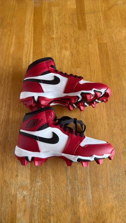 New Nike Jordan 1 Mid Football Baseball Cleats Chicago Youth 4.5Y 6Y, Women’s 6 7.5