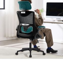 Fizzin Ergonomic Office Chair,Ergonomic Desk Chair with Headrest Mesh Computer Chair with High Back Adjustable Lumbar Support, Rolling Swivel Chairs w