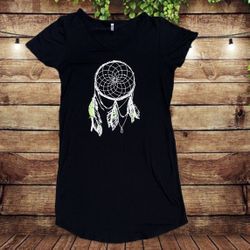 Dream Catcher Tshirt Dress Black Neon Size Medium Women’s Super Soft 1/4 Sleeve