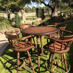 Industrial Wood Bar Table With 4 Stools 