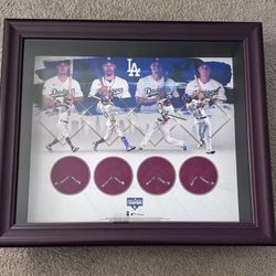 Los Angeles Dodgers Fanatics Authentic Framed 2020 World Series Champions Rawlings World Series Logo 4 Baseball Shadow box Mookie Betts Will Smith 