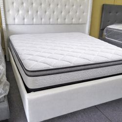 WHITE BED w/ Extra Tall Headboard 🤍 Cama Blanca Con Cabecera Extra Alta 