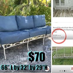 $70 Vintage Metal Large Garden/Porch Sofa Bench in good condition may need a paint as desired
